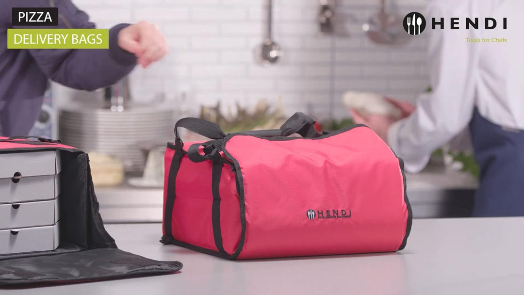 HENDI 709818 Pizza Transporttaschen, mit transparenter Tasche für Rechnungen, Pizza-Service Taschen,