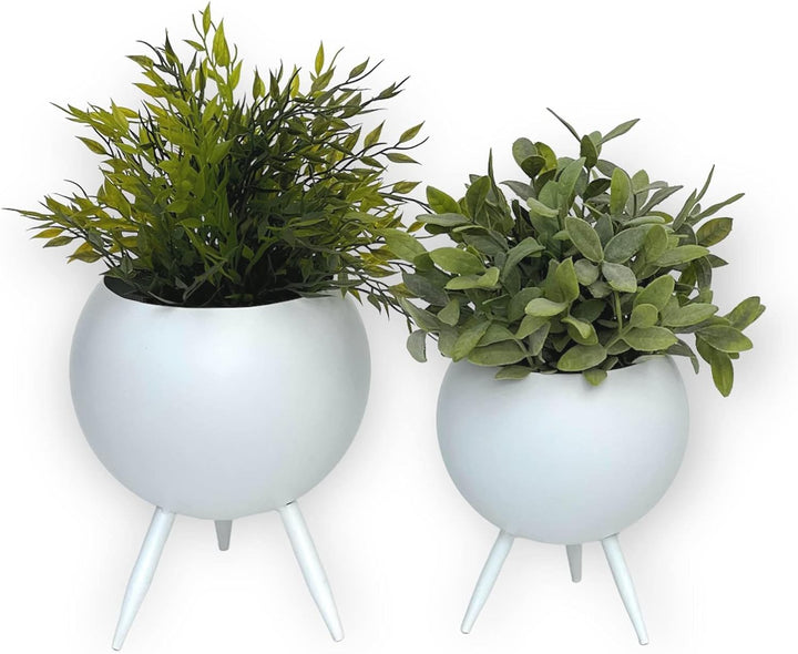 DanDiBo Blumenhocker Metall mit Topf Weiss Blumenständer 96259 2er Set Blumensäule Modern Pflanzenst