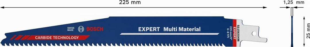 Bosch Professional 3x Expert ‘Multi Material’ S 1156 XHM Säbelsägeblatt (für Gusseisen, Länge 225 mm