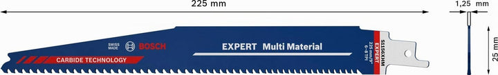 Bosch Professional 3x Expert ‘Multi Material’ S 1156 XHM Säbelsägeblatt (für Gusseisen, Länge 225 mm