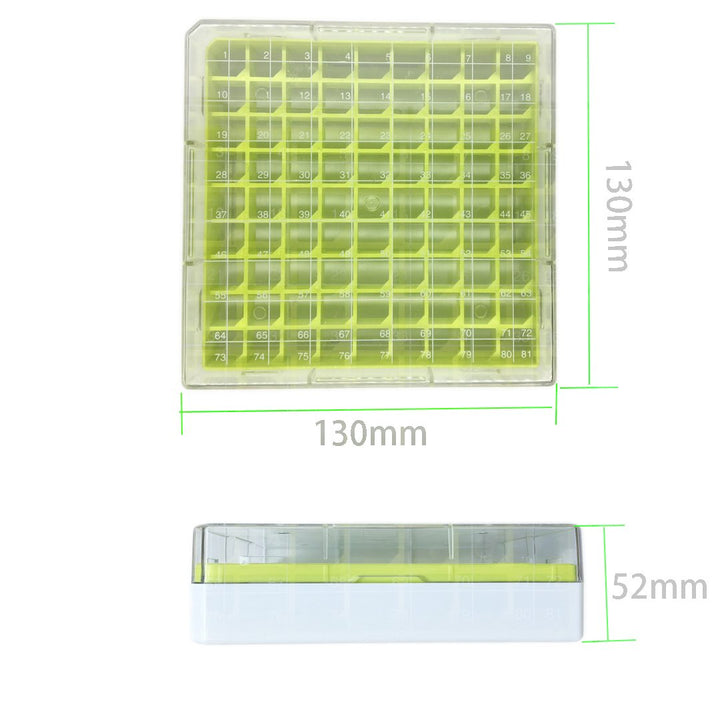 CryoBox Phiole-Regal aus Polycarbonat, 9 x 9 Array, 81 Platz (blau/grün/rot/gelb), 4 Stück Blue/Gree