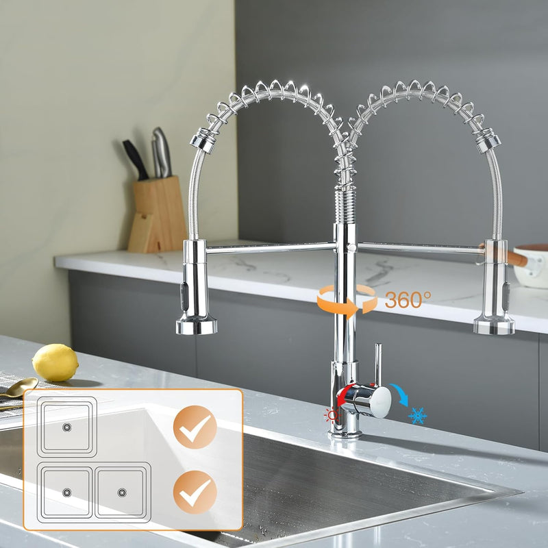 Baollansa Wasserhahn küche hochdruck armatur, kitchen faucet edelstahl mit hohen bogen und herunterz