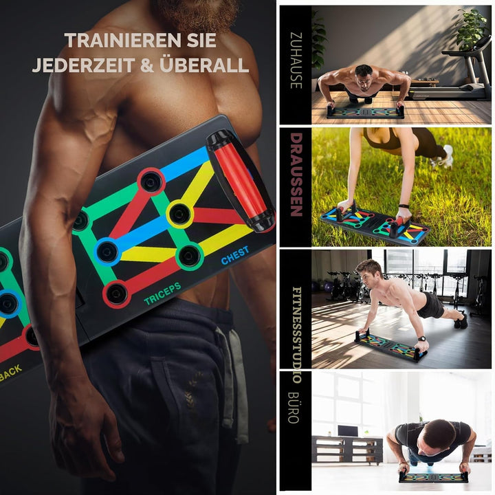 Liegestützbrett, 12-in-1 faltbares Liegestütz-Rack-Board, Fitness Zubehör Trainingsgeräte, für Fitne
