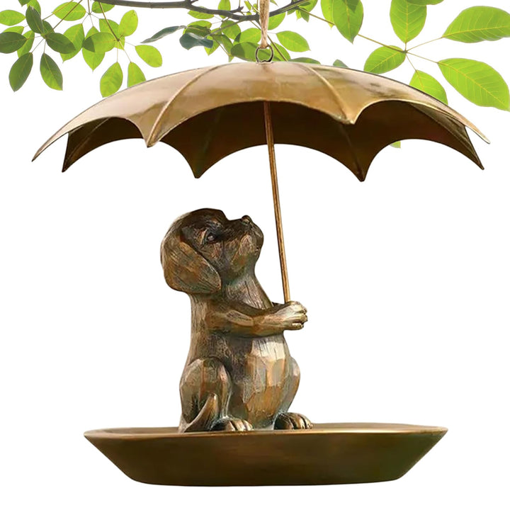 Eichhörnchen Mit Regenschirm Vogelfutterstelle - Metallische Süsse Vögel Futterhalterung Mit Schirm