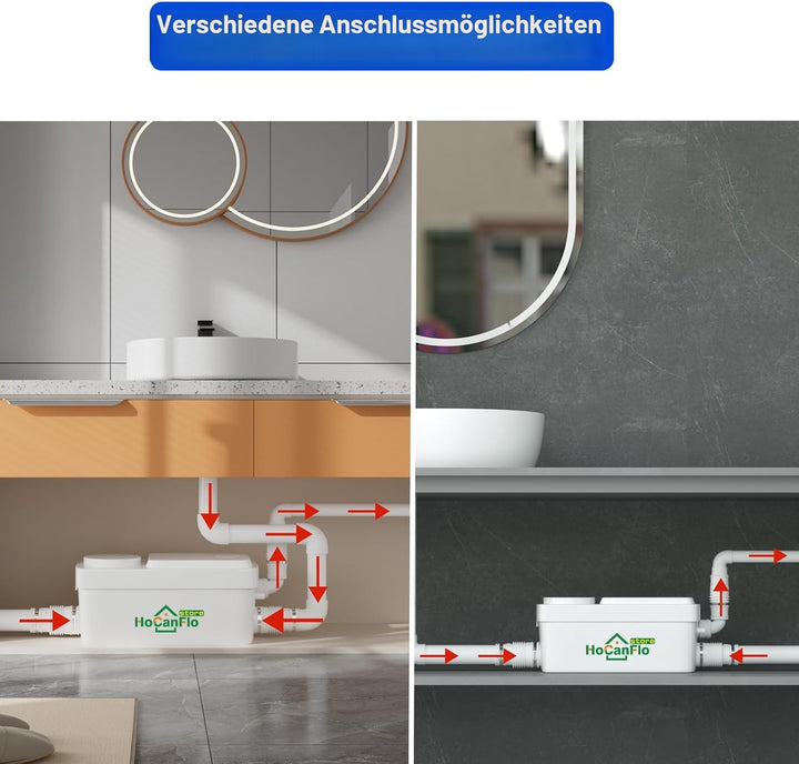 HOCANFLO 400W Kleinhebeanlage Pumpe, Hebeanlage leise Kupfer Wicklung Draht Motor Abwasser Dusche Li