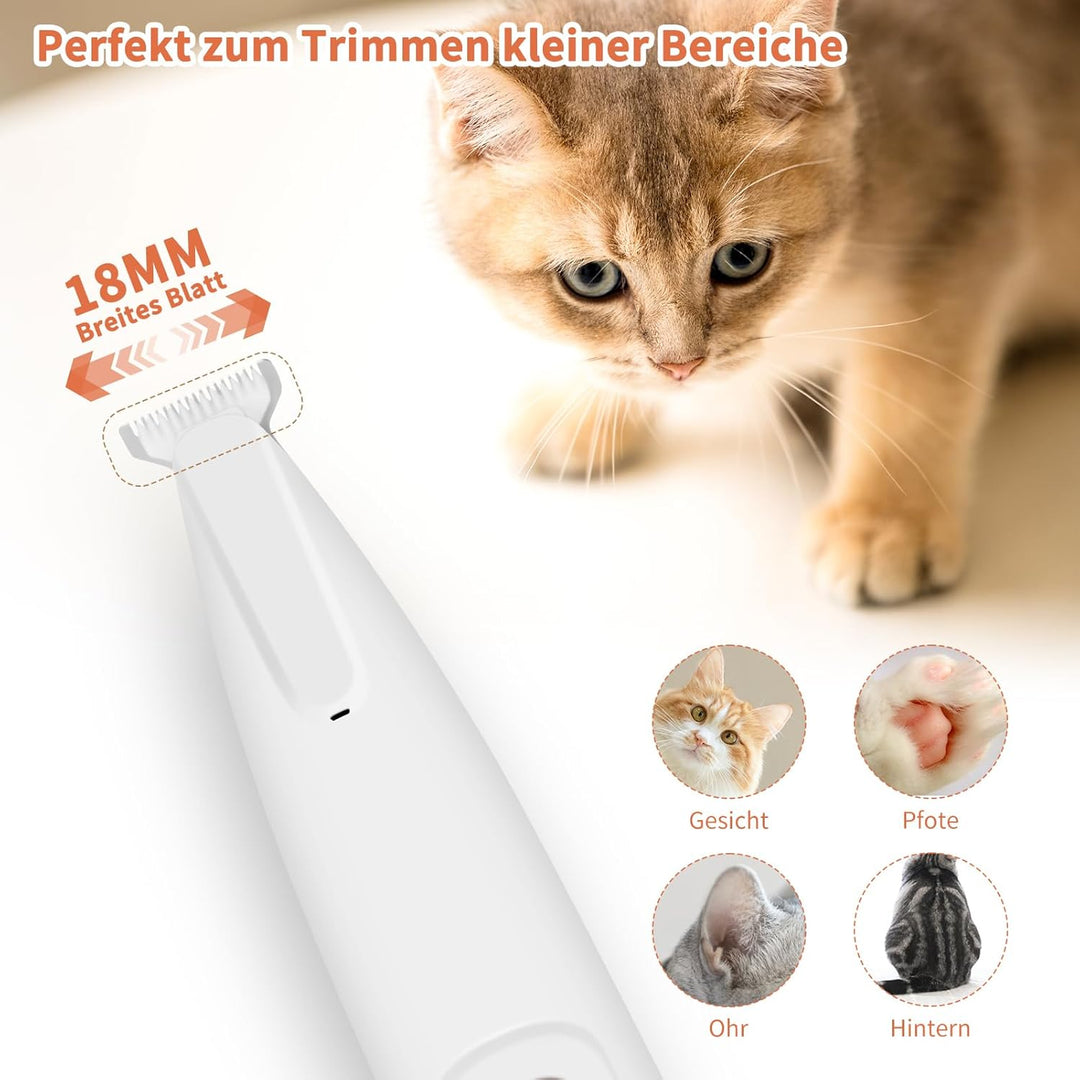 PawTrim Pro, Superleise/Wiederaufladbarer Pfotentrimmer, für Haustiere mit LED-Licht, Wasserdichter,