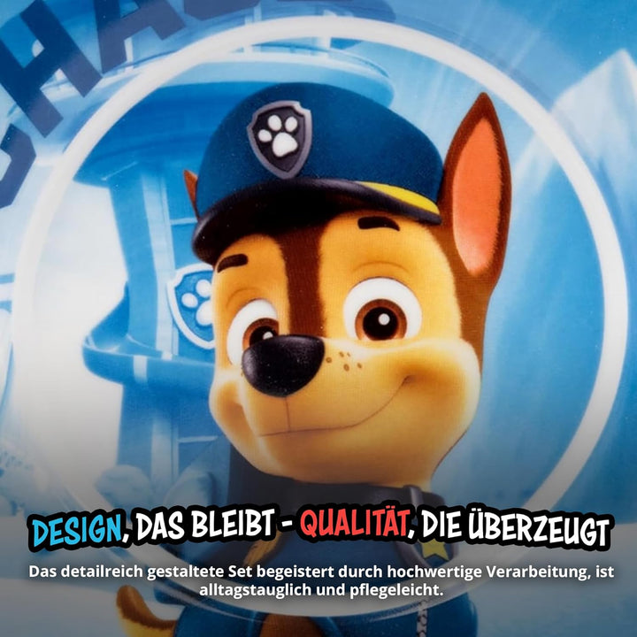 Paw Patrol Frühstücksset für Kinder - Geschirr Set 3-teilig Teller, Schale &amp; Tasse aus Porzellan