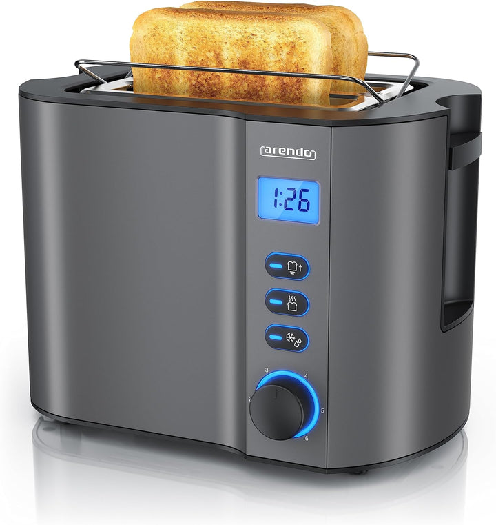 Arendo - Toaster 2 Scheiben Edelstahl mit Restzeitanzeige - 800 Watt - Doppelwandgehäuse - Integrier