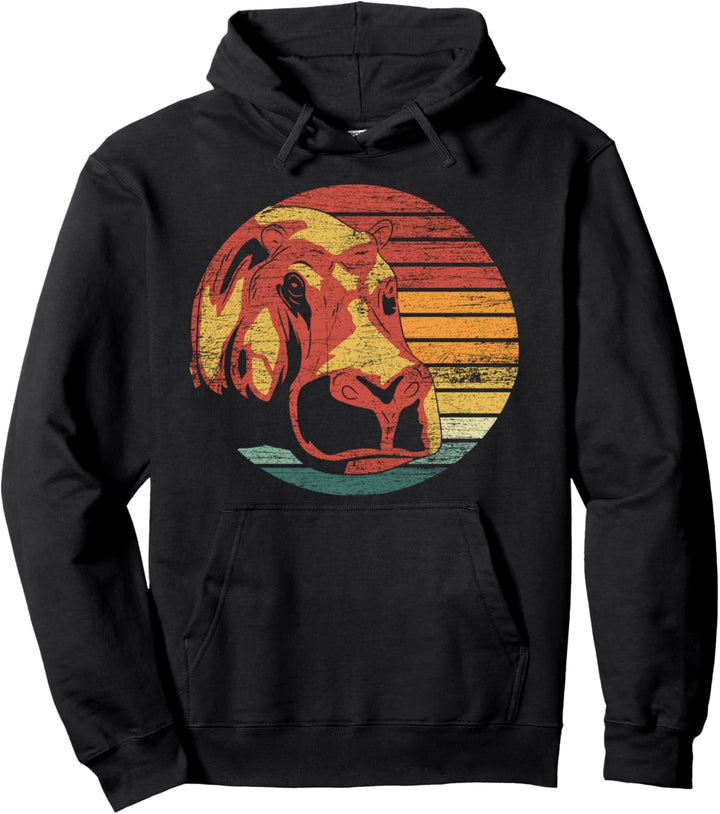Retro Hippo Pullover Hoodie