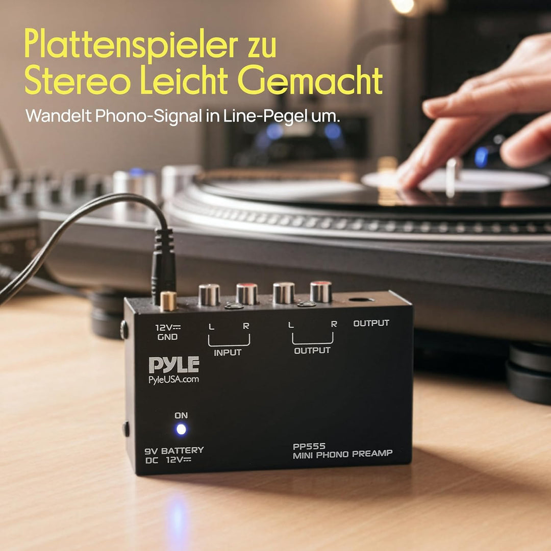 Pyle Stereo Verstärker – Phono Preamp – Phono Verstärker für Plattenspieler RCA Ein- & Ausgang als P