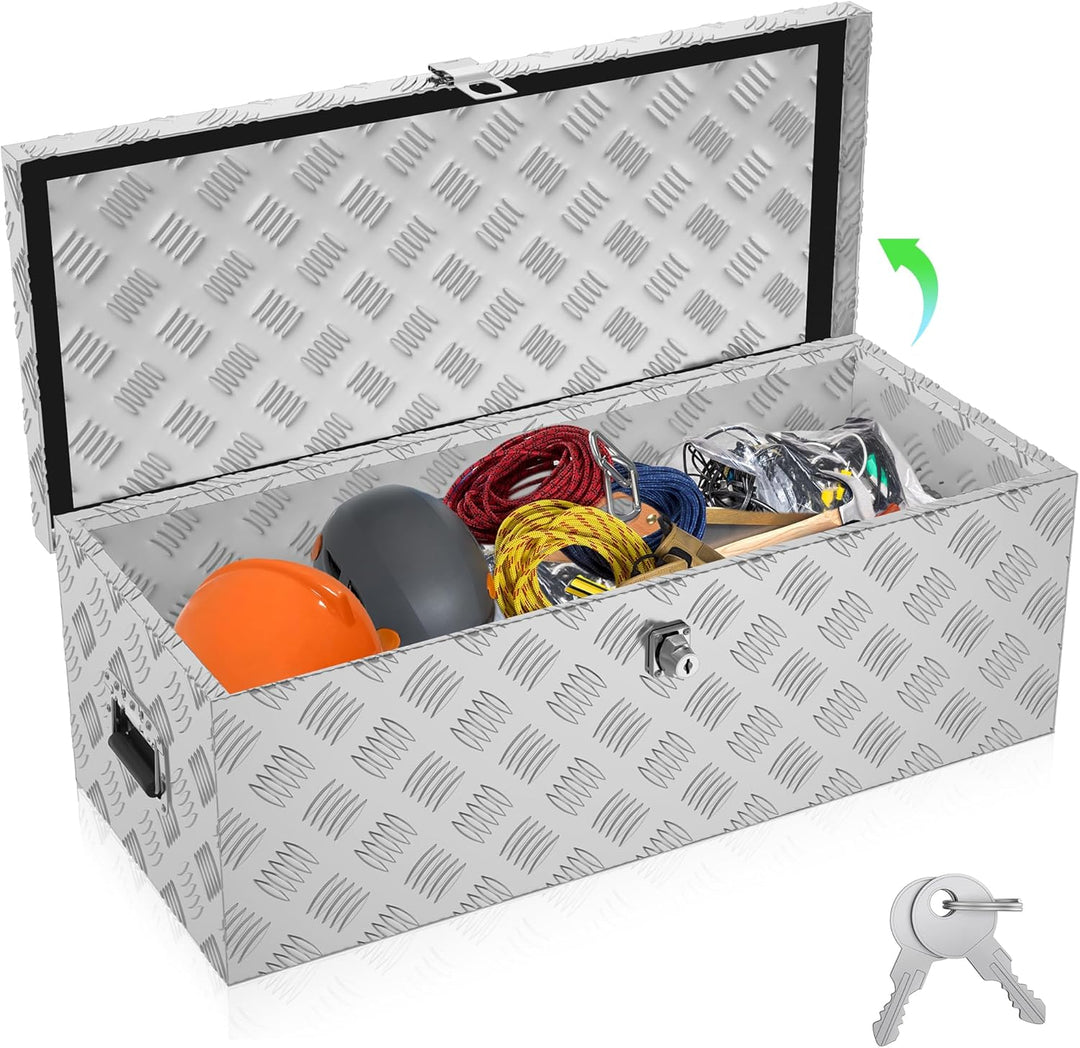 SUBTLETY 170L Aluminium Werkzeugkästen mit 2 Schlüssel Abschliessbare Transportbox Wasserdichte Meta