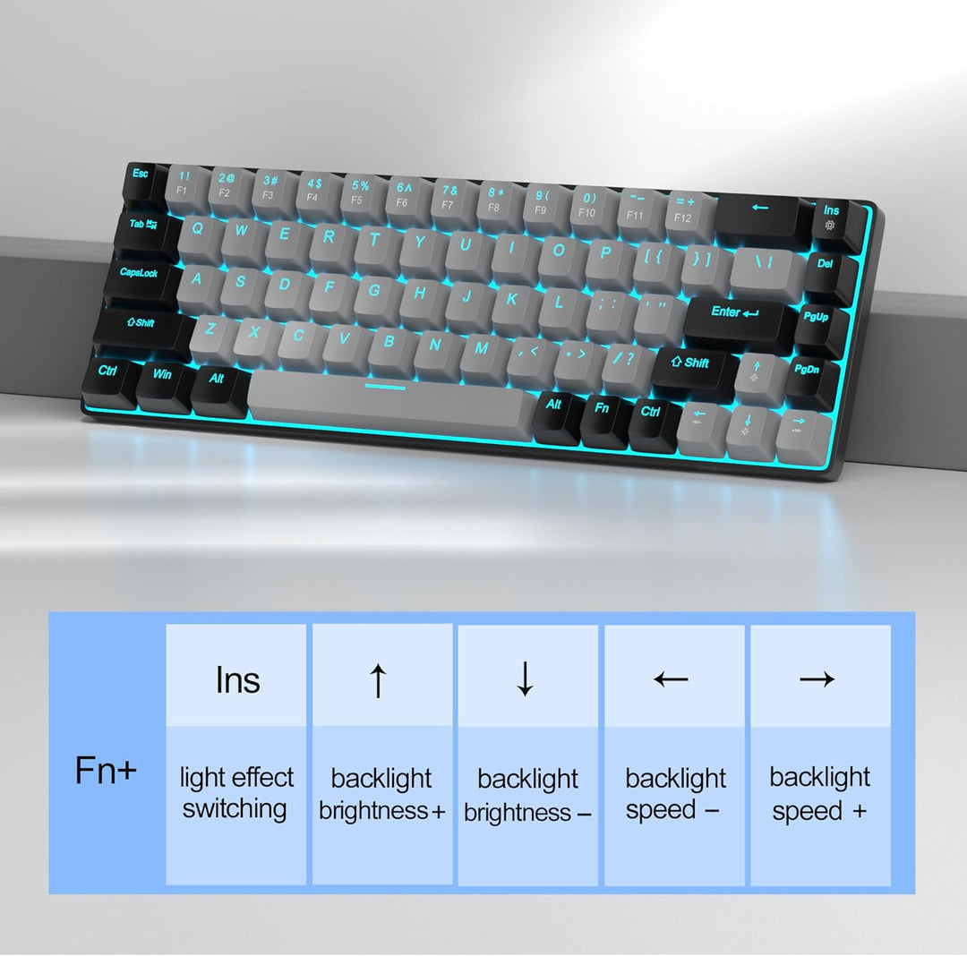 MageGee MK-Box Tragbare 60% mechanische Gaming-Tastatur, LED-Hintergrundbeleuchtung, kompakte 68 Tas