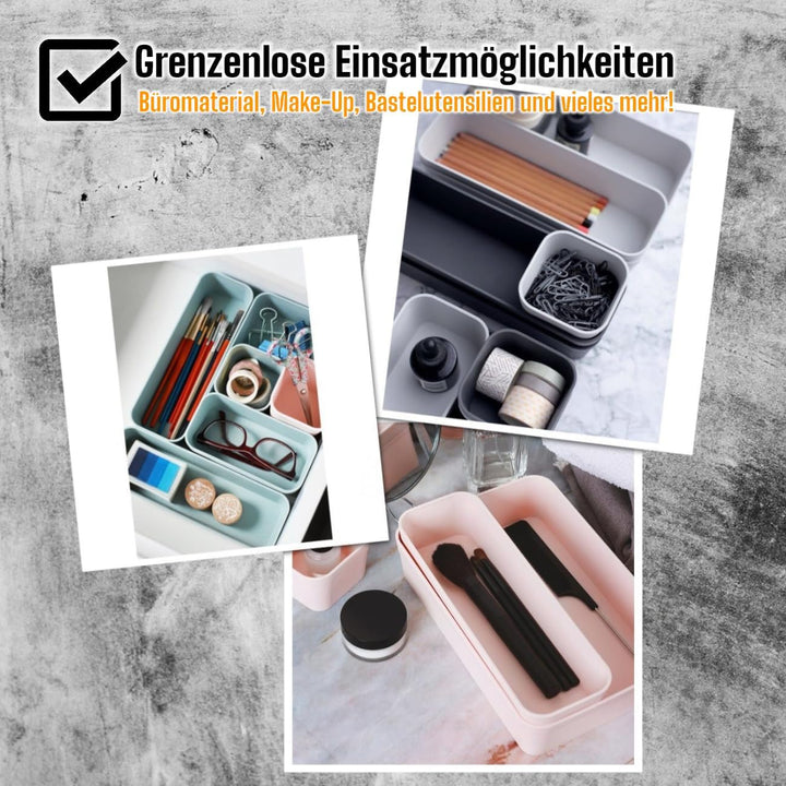 1x Schubladen-Organizer Set Aufbewahrungs-Box Einteiler Trenn-System verstellbar Utensilien Stauraum