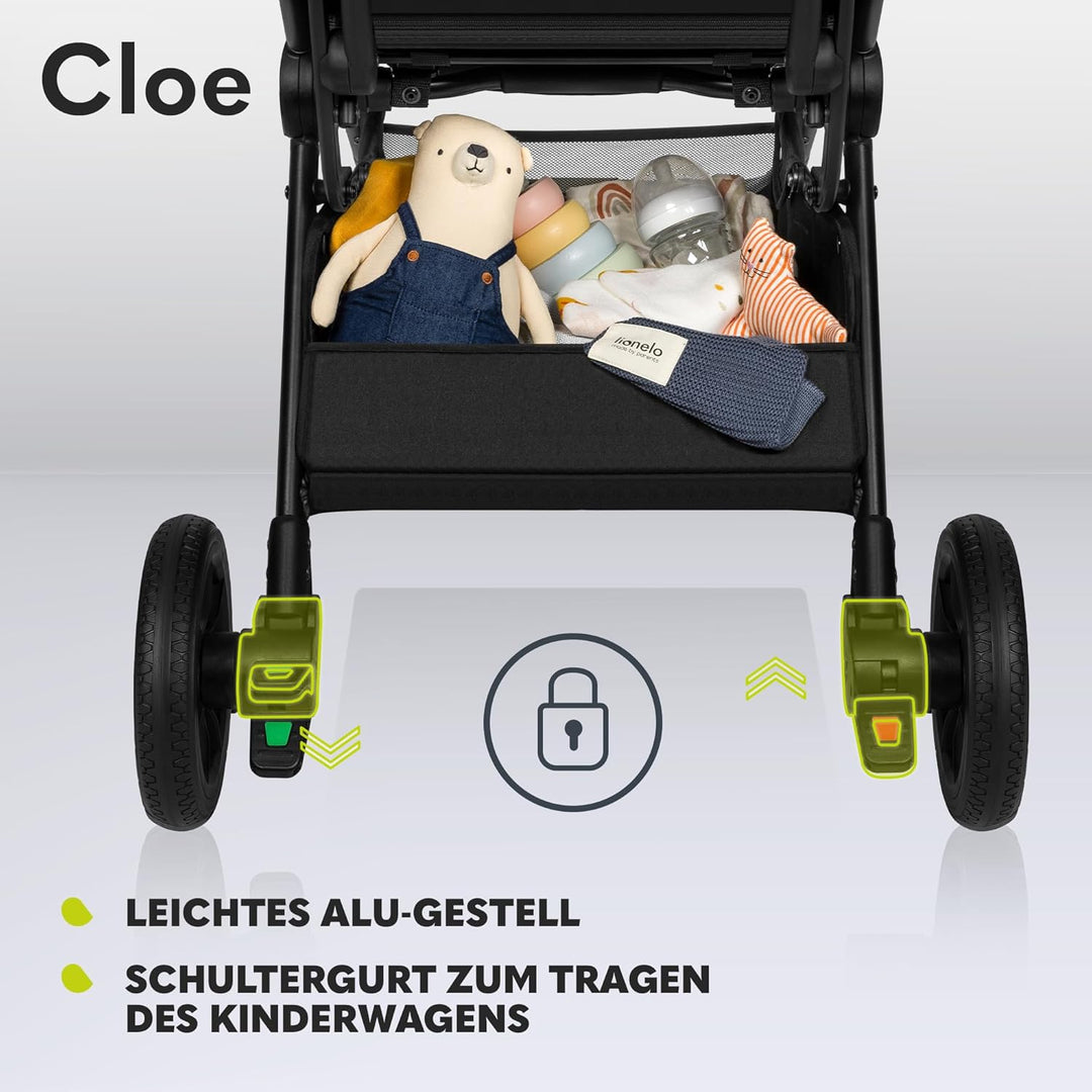 LIONELO Cloe Zusammenklappbarer Kinderwagen bis zu 22 kg, Verstellbare Rückenlehne Schlaffunktion, 5
