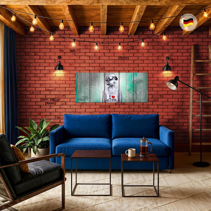 Runa Art Bild Junge Graffiti Wandbilder auf Vlies Leinwand 5 Teilig Wanddekoration Loft Wohnzimmer 0