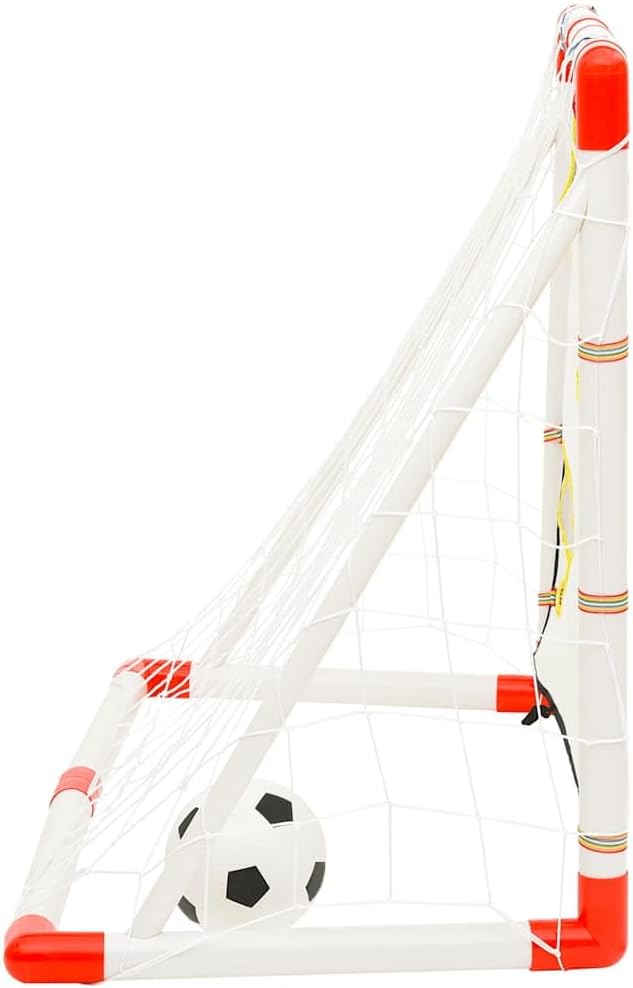 vidaXL Fussballtor Set mit Torwand Fussball Netz Pumpe 4 Erdspiessen Kinder Fussballnetz Fussballtor