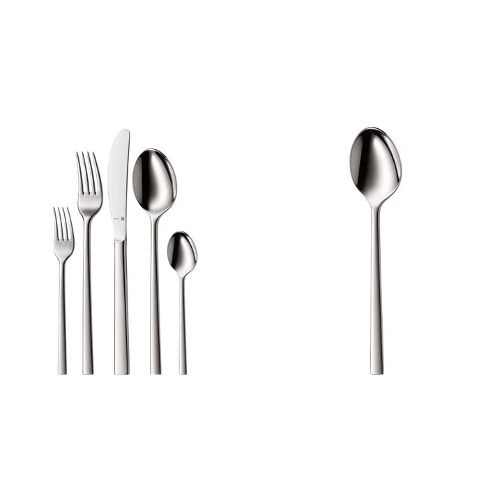 WMF Sonic Edelstahl Besteck Set 6 Personen, 30 teilig &amp; Sonic Kaffeelöffel, Teelöffel 13,4 cm, Croma