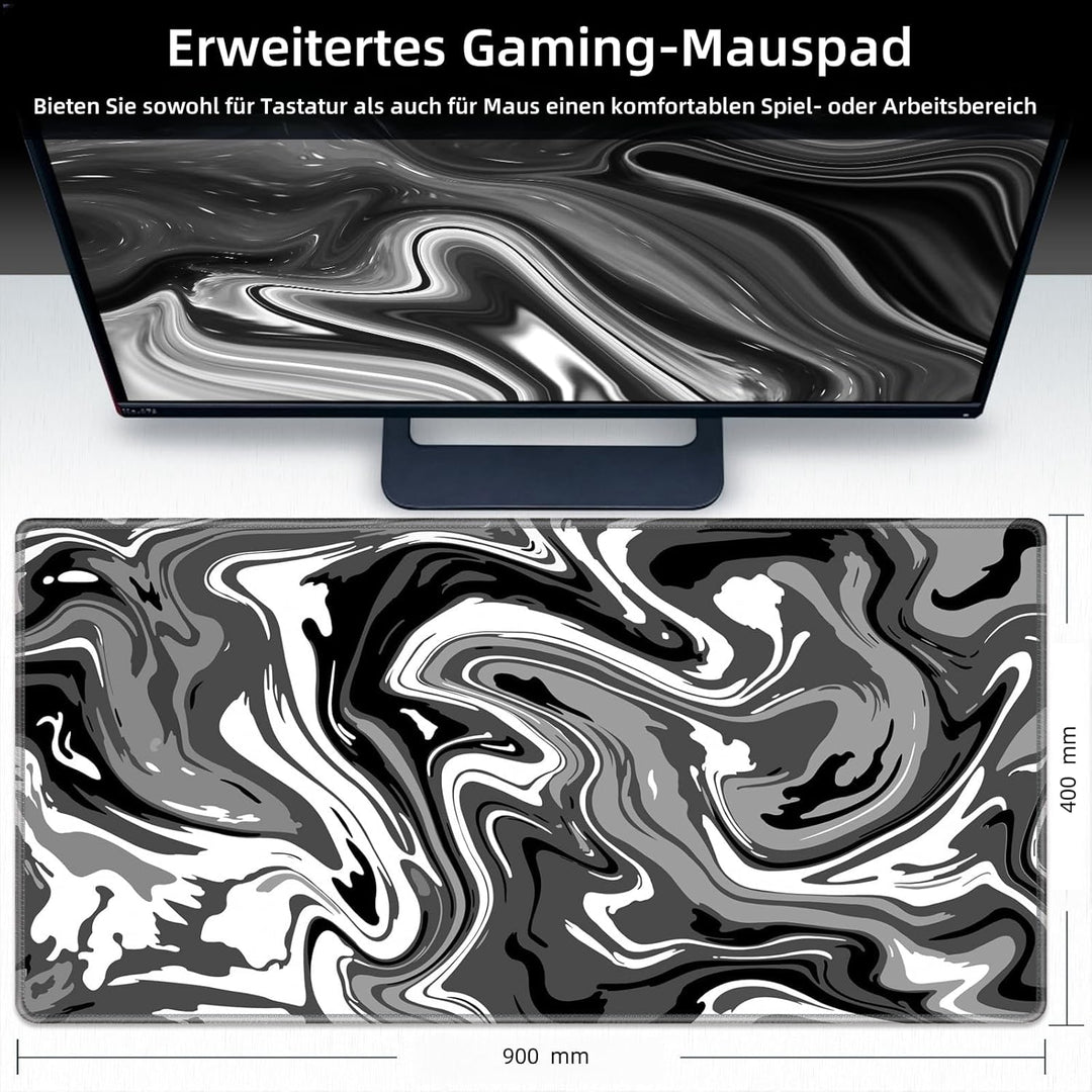 Grosses Gaming-Mauspad XXL 900 x 400 mm Gamer Mouse Pad mit Nähten an den Rändern – unter der Schrei