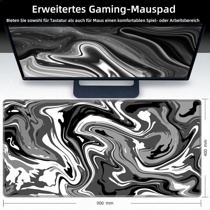 Grosses Gaming-Mauspad XXL 900 x 400 mm Gamer Mouse Pad mit Nähten an den Rändern – unter der Schrei