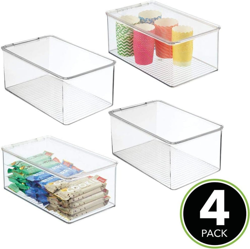 mDesign 4er-Set Küchen Organizer – stapelbare Vorratsdosen für Küchenregal und Vorratskammer – Kühls