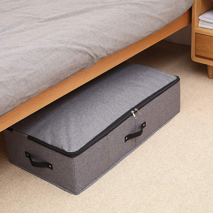 Faltbarer Unterbett-Aufbewahrungskorb [2er Pack] mit strapazierfähigem Stoff für Kleidung, Schuhe, S