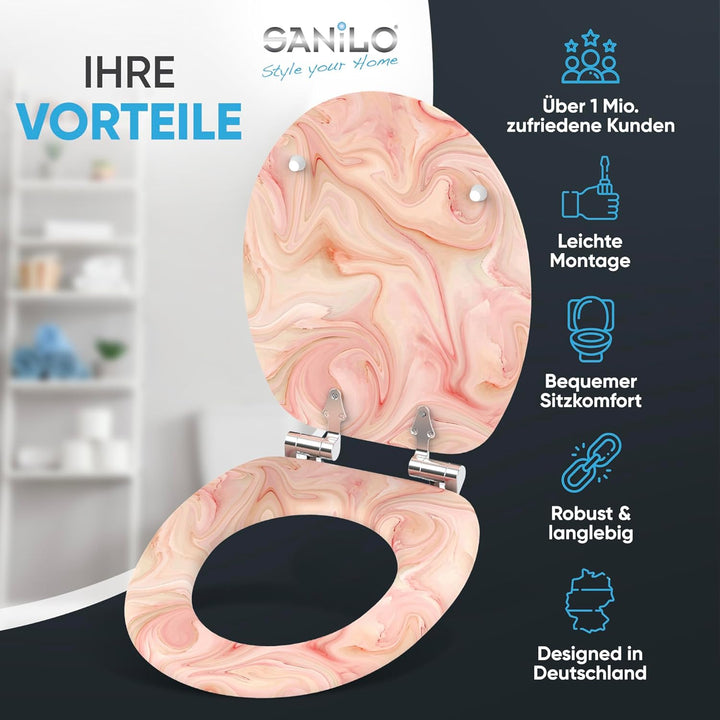 Sanilo WC Sitz mit Absenkautomatik, viele schöne Marmor Toilettendeckel zur Auswahl, hochwertige und