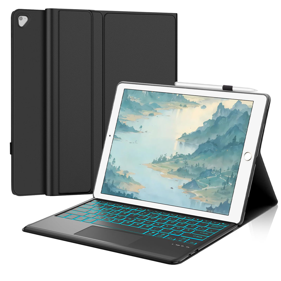 Tastatur Hülle für iPad Pro 12.9 Zoll 1./2. Generation Touchpad/Beleuchtung | Deutsches QWERTZ Layou