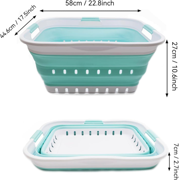 SAMMART 42L Collapsible Plastic Laundry Basket - Foldable Pop Up Storage Container/Organizer - Porta