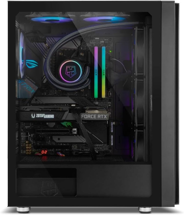 NOX Hummer Horus - NXHUMMERHORUS, Micro-ATX, ATX, Seitenwand und Frontseite aus gehärtetem Glas, 4 A