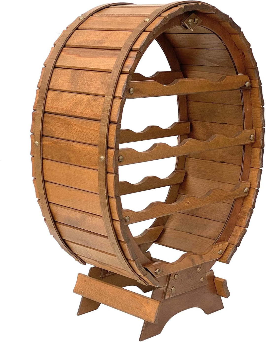 DanDiBo Weinregal Holz Weinfass für 12 Flaschen Braun gebeizt Bar Flaschenständer Fass Flaschenhalte