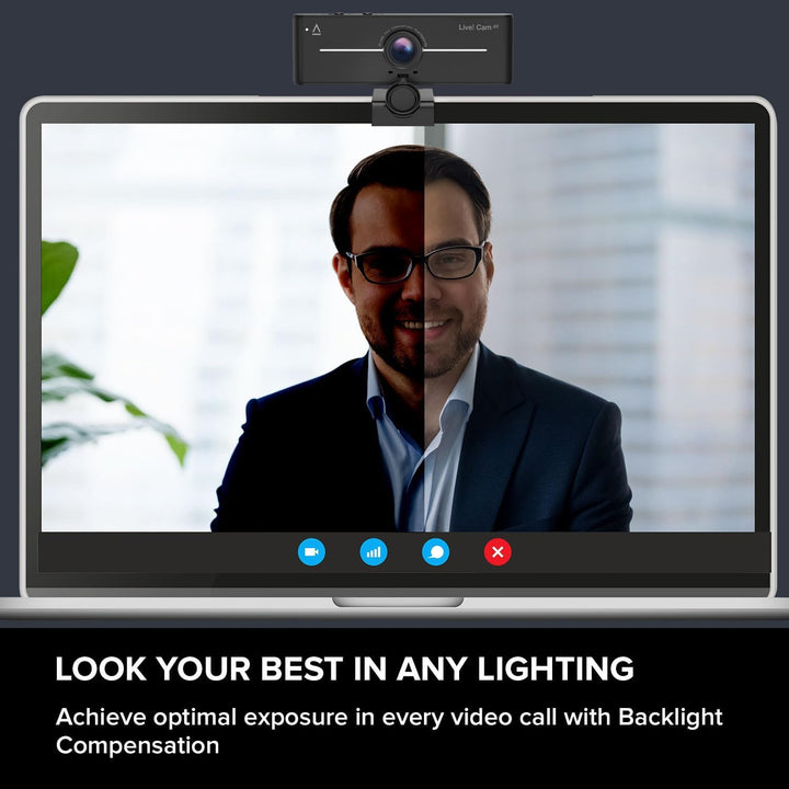 CREATIVE Live! Cam 4K UHD USB Webcam with Backlight Compensation, Up to 60 FPS, 95° Wide-Angle Lens,