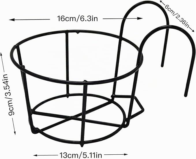 4er-Pack runde Pflanzgefässe zum Aufhängen mit Geländer, Blumentopfhalter, Metalltopf-Pflanzenkorb,