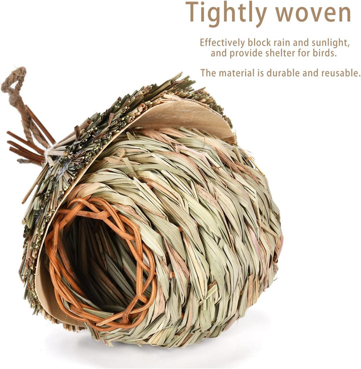 2 Stück Nistkästen, Vogelnest, Handgewebte Vogelhäuser, Vogelhäus zum Aufhängen, Gras Bird Nest für