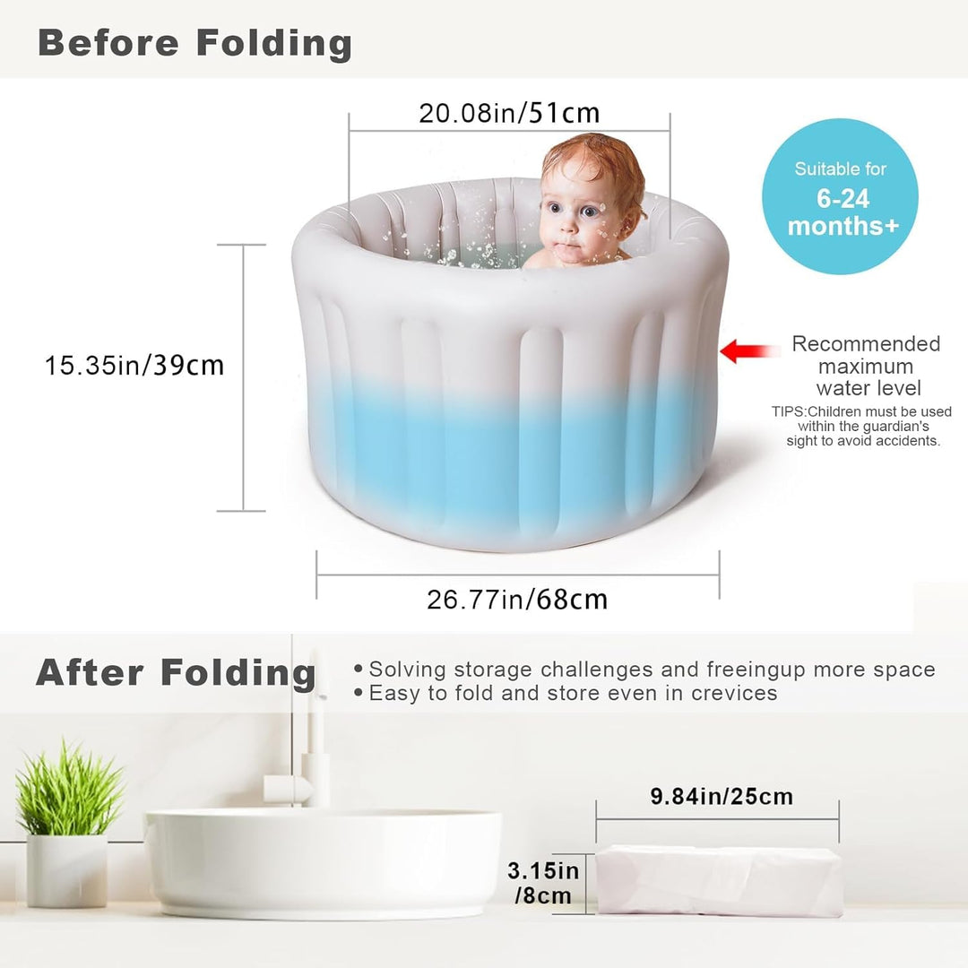 Aufblasbare Babybadewanne XL - Tragbare Kleinkindwanne für Dusche, reisefreundlich, leicht zu entlee