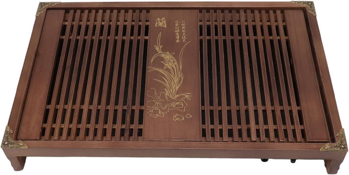 Restokki Kungfu-Teetablett, Abfluss, Wasserspeicher, Holz-Teetisch für chinesisches Gongfu-Tee-Servi