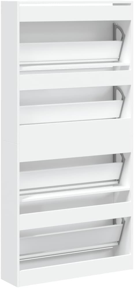 Homgoday Schuhschrank mit 4 Schubladen, klappbar, weiss, 80 x 21 x 163,5 cm, Möbel, Schuhregal, Orga