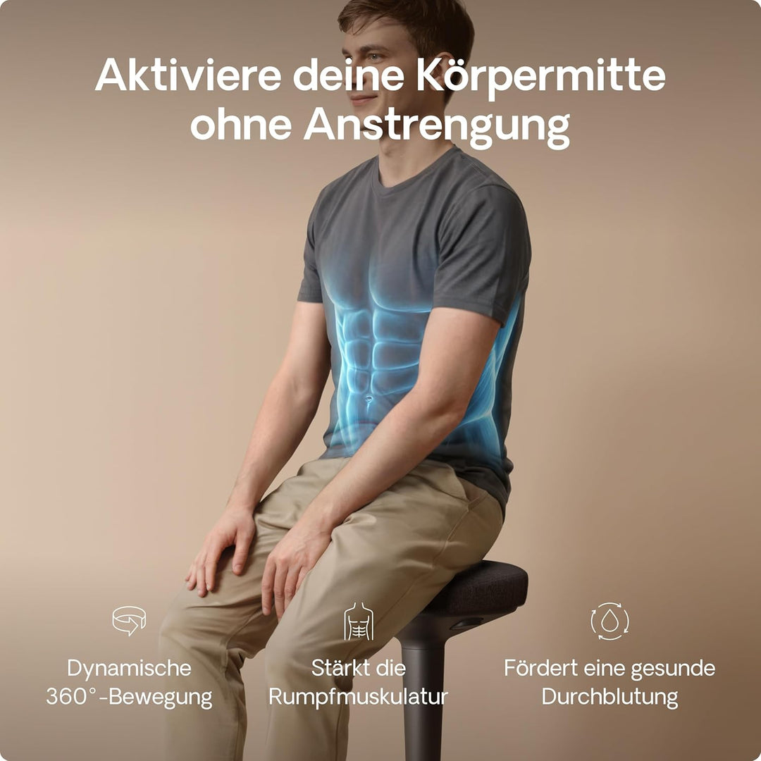 Desktronic Ergonomischer Stehhocker höhenverstellbar (57–82 cm) – Wackelhocker 37 cm Durchmesser, 36
