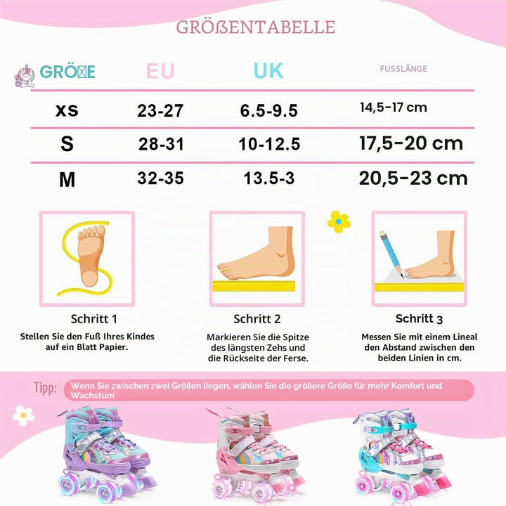 OLYSPM Rollschuhe Kinder Rollschuhe Verstellbar Rollschuhe Damen,LED Rollschuhe und 4 Grössen verste