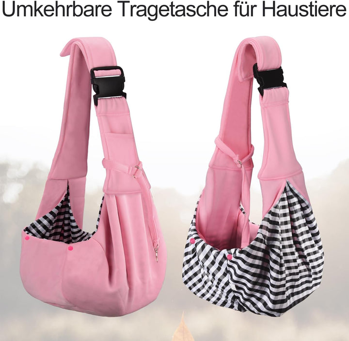 PETLOFT Tragetuch Hund, Reversibel Kleine Hundetrage, Einstellbar Pet Tragetuch, Freisprecheinrichtu