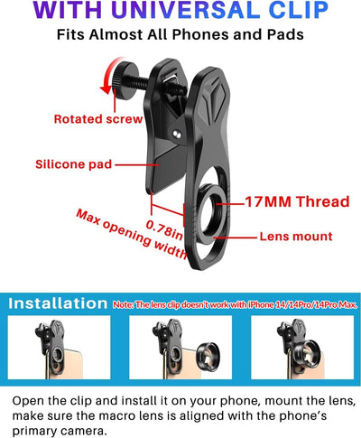 APEXEL Professionelles Makro-Fotoobjektiv für Dual-Objektiv/Einzelobjektiv, iPhone, Pixel, Samsung G