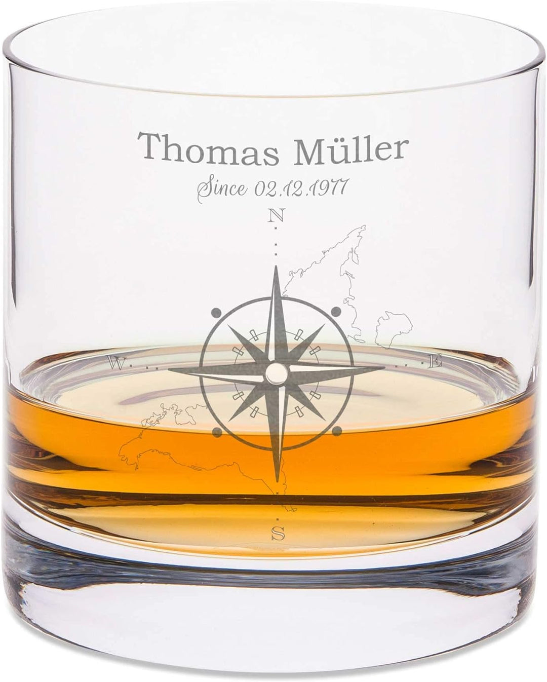 Leonardo gravierte Whiskygläser &amp; Karaffe im Set - Kompass Design - 2x Whisky Gläser personalisiert