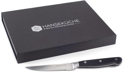 Hanseküche Steakmesser Set – 6x Hochwertige Steakmesser mit Holzgriff – Edles Besteck Set aus rostfr