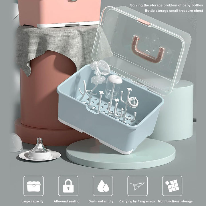 Babyflaschen-Wäscheständer, Aufbewahrungsbox, Organizer mit Staubschutzhülle für das Zuhause von Bab
