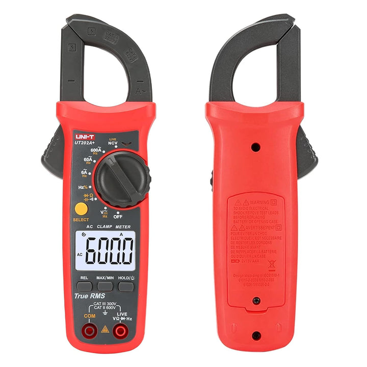 UNI-T UT202A+ Digital clamp meter 6000 Counts Auto Range True RMS Backlight NCV Multimeter, UT202A+