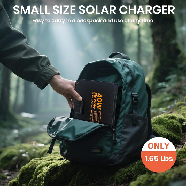 FlexSolar Solarpanel 40W, Solarladegerät verbesserte PD2.0 USB-C, QC3.0 USB-A und DC-Solarpanel IP67