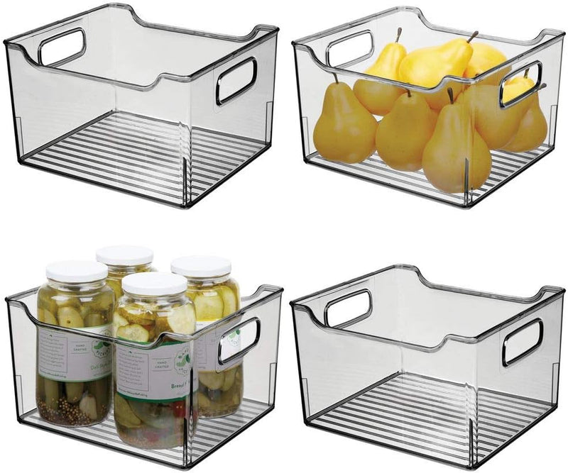 mDesign 4er-Set Aufbewahrungsbox mit Griffen – hohe Kühlschrankbox zur Lebensmittelaufbewahrung – Ab
