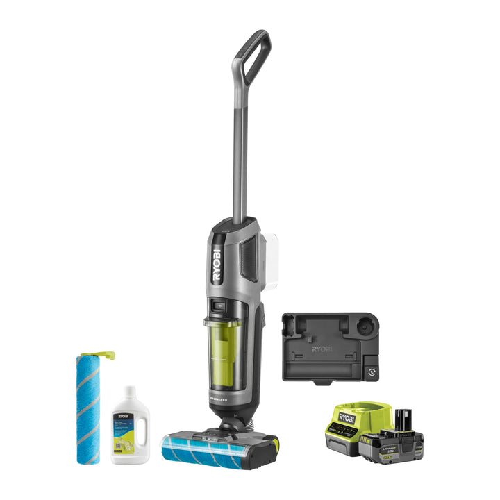RYOBI 18 V ONE+ Brushless Multiflächenreiniger RHFC18BL-1X40GL, 3-in-1 Staubsaugen, Wischen & Trockn