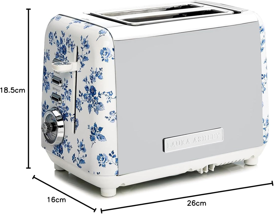 VQ Laura Ashley 2-Scheiben-Toaster mit einstellbaren Heiz-, Auftau- und Aufwärmmodi - Edelstahl Vint