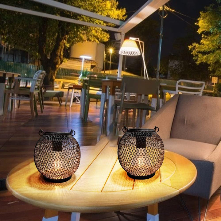 pearlstar Solarlampen für aussen Garten 2er Set Schwarz metall Wasserdichte Solar Leuchten Hänge Gar