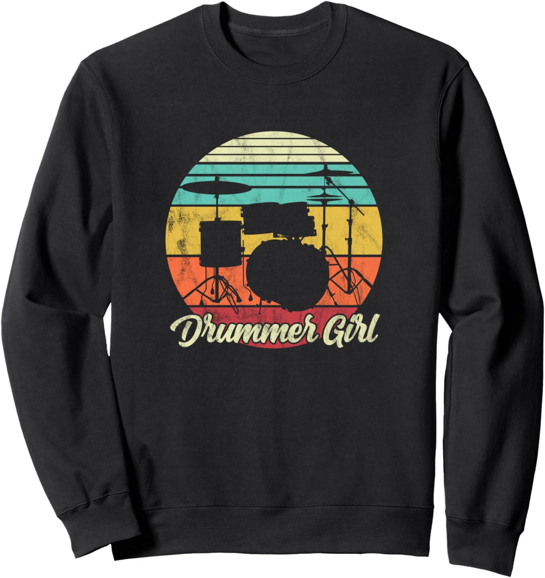 Drummer Girl Vintage Retro Muisician Sweatshirt